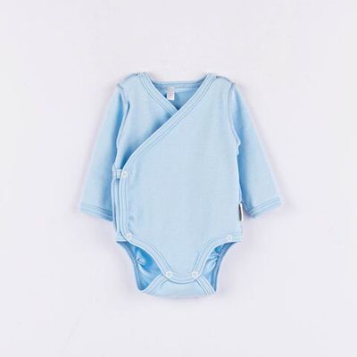 Long-sleeved kimono bodysuit 0-3 months - Light Denim