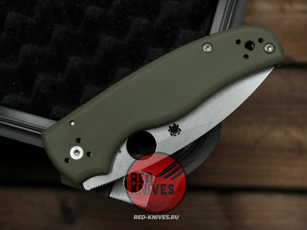 Нож Spyderco Shaman FS - рукоять зеленый OD G10, клинок серрейтор