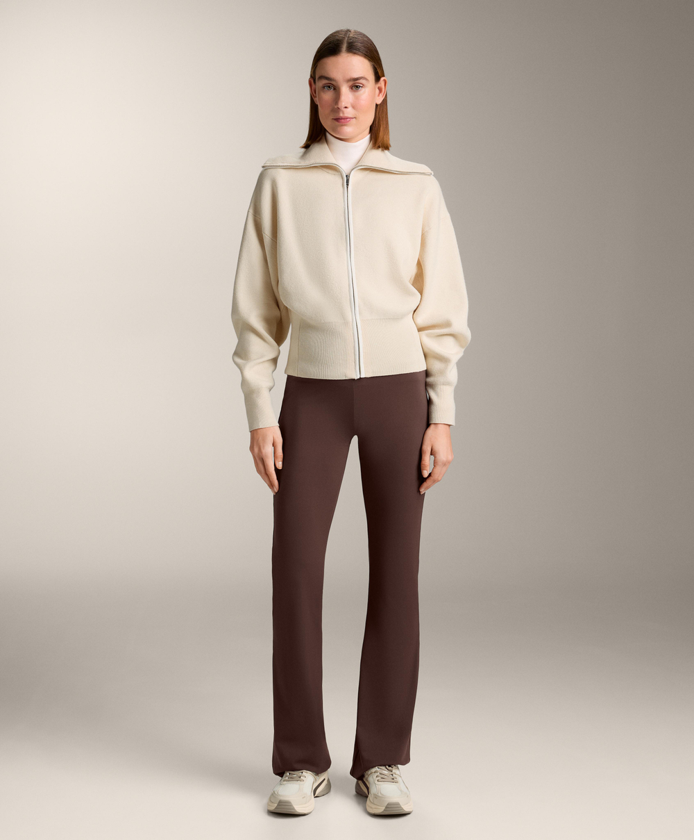 Oysho Вязаная куртка на молнии с контрастными деталями, ванильный