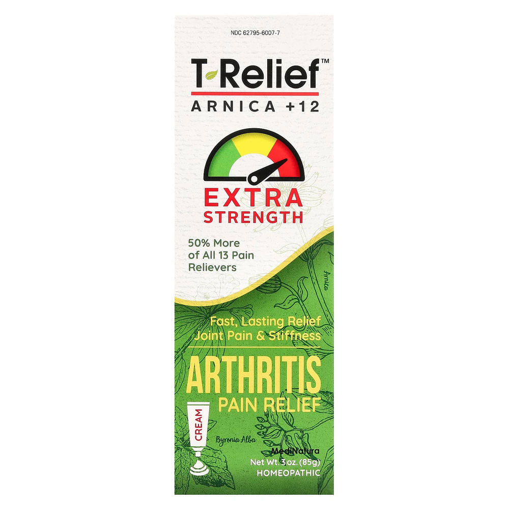 MediNatura, T-Relief, Arnica +12, крем для облегчения боли при артрите, 85 г (3 унции)