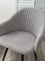 Стул М-City DISAUR Авиор (Avior) поворотный на поворотный на 360 градусов, B22 Серый, Велюр, Черный каркас