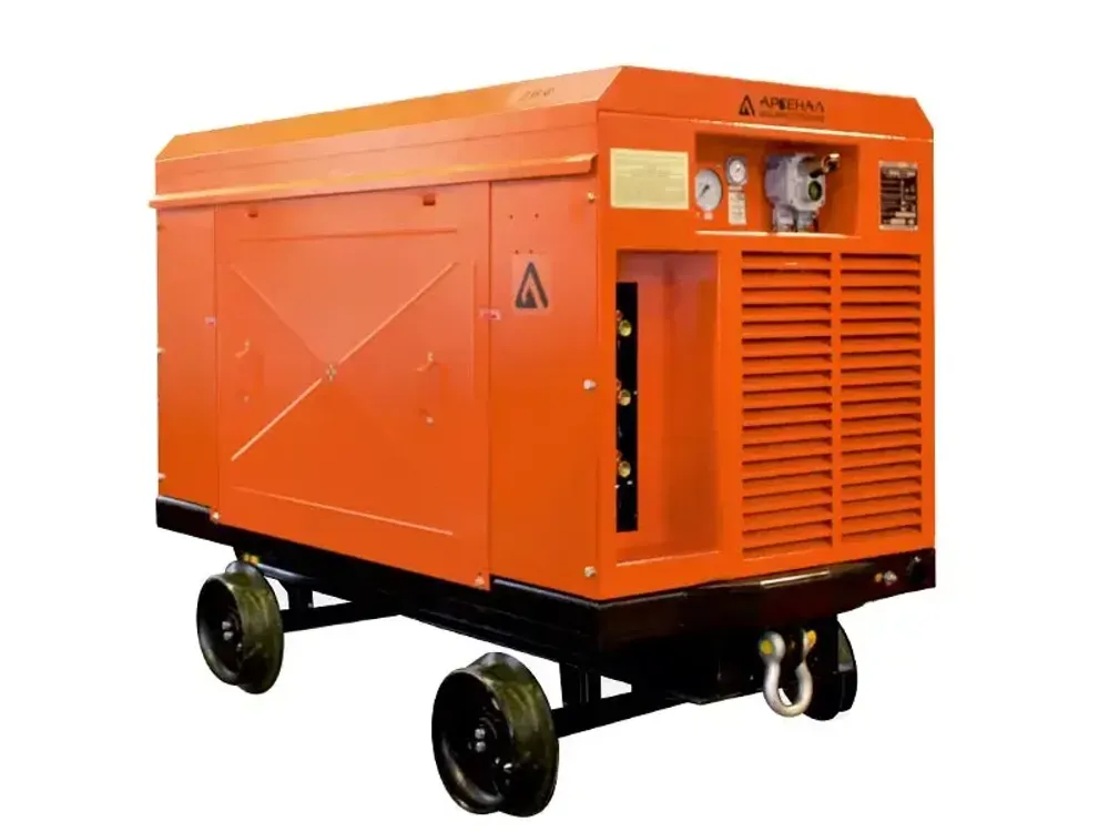 Шахтный винтовой компрессор ЗИФ-ШВ 8,2/0,7 660/380В на скатах взрывозащищённый