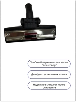 Щетка для пылесоса диам 32 мм (щетина+резинка) с диаметром трубы 32 мм