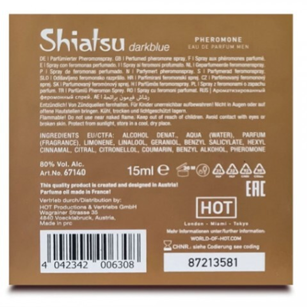 Духи с феромонами «Darkblue» Shiatsu мужские 15 мл.