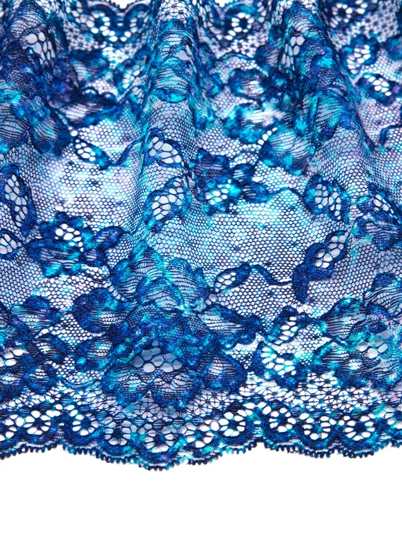 03-198 ОПТ Кружево эластичное 18 см, морской бриз, синий/голубой