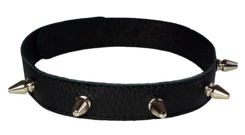 Узкий чёрный ошейник с шипами