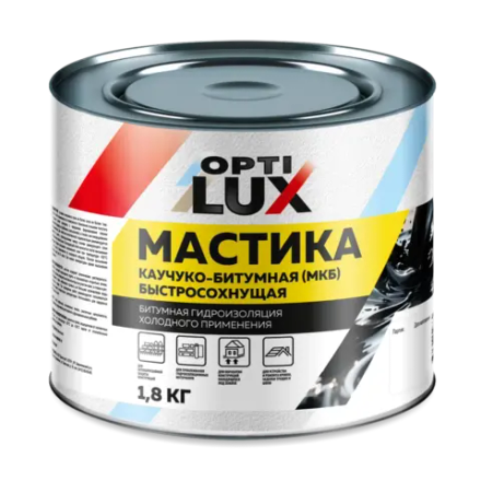 OPTILUX Мастика Каучуко-битумная МКБ 1,8кг (ИжСинтез)