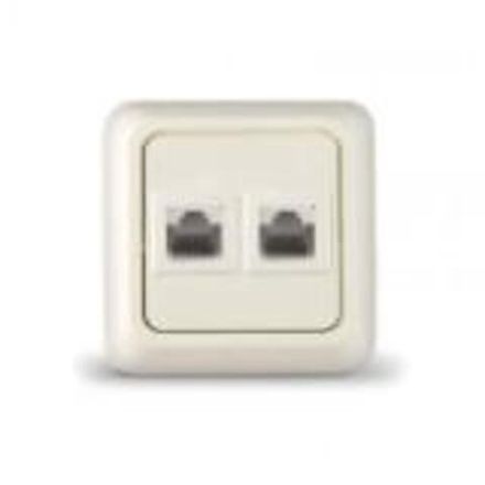 Розетка компьютерная двухместная "UNIVersal" серия "Олимп",о/у, 1А, RJ45, "слоновая кость" (ivory)