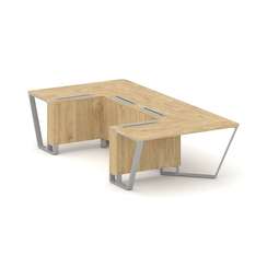 Steel Meet Стол переговорный П-образный KDK-PR.B.SP-07P Тиквуд Светлый/Металл Серый 1600*3200*750