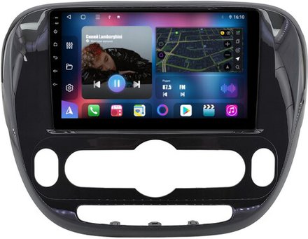 Магнитола для KIA Soul 2 2014-2019 (климат, рамка глянцевая) - FarCar 526M QLED, Android 12, 8-ядер, CarPlay, 4G SIM-слот