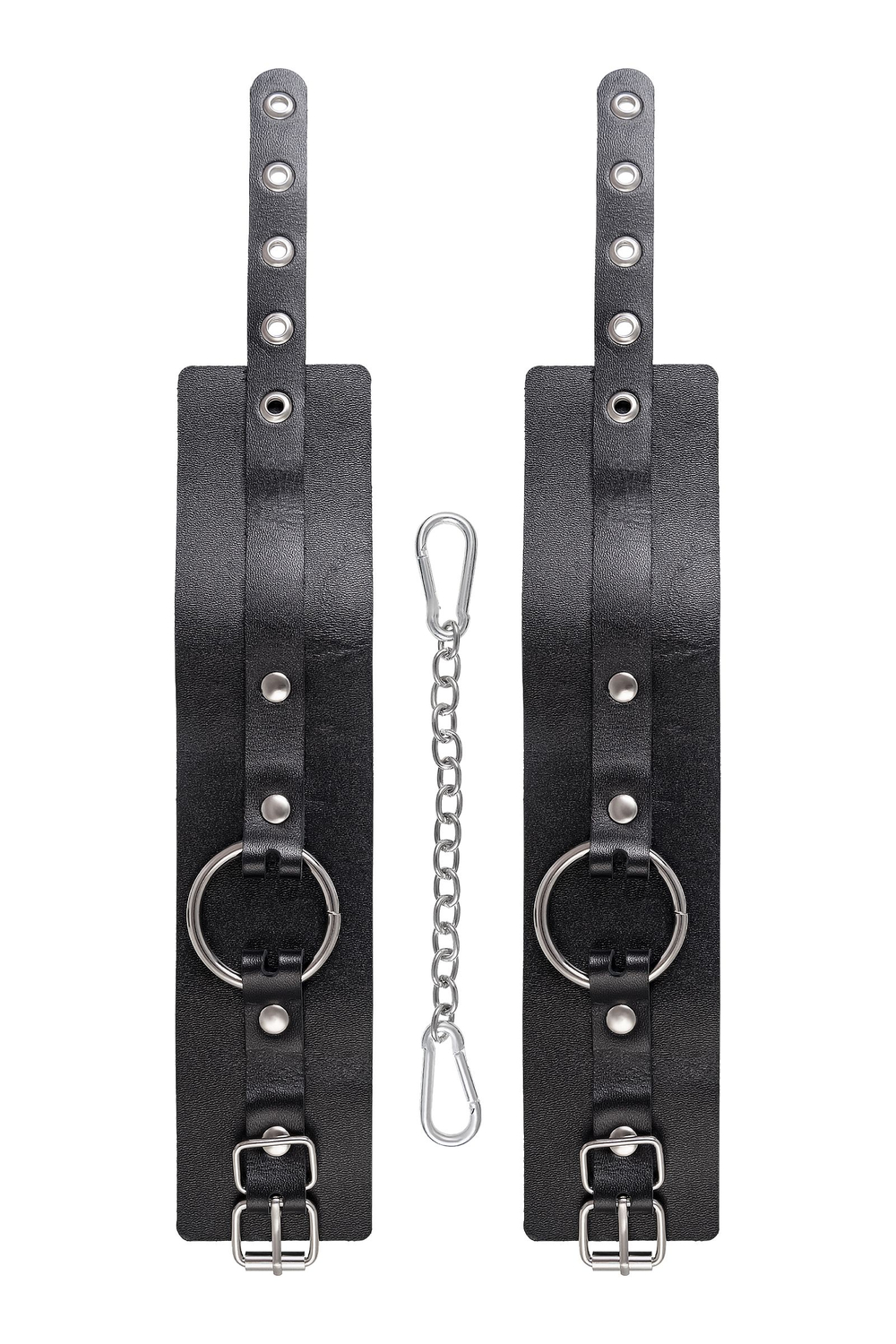 Черные оковы из толстой кожи с люверсами