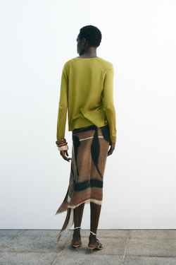 ZARA БАЗОВЫЙ ДЖЕМПЕР ИЗ ТОНКОГО ТРИКОТАЖА, ЗЕЛЕНЫЙ