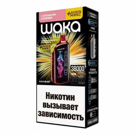 Waka Blast Клубника + ваниль микс 38000 затяжек 20мг Hard (2% Hard)
