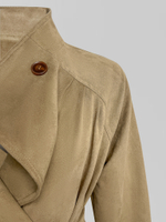 Тренч LJHY 25319 однотонный замшевый на запах с поясом