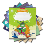 Тетрадь 12л., клетка, Erich Krause скрепка, блок офсет, мелованный картон "Монстрики", 5 дизайнов