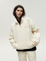 Drawstring Half-Zipped Sweatshirt Cream