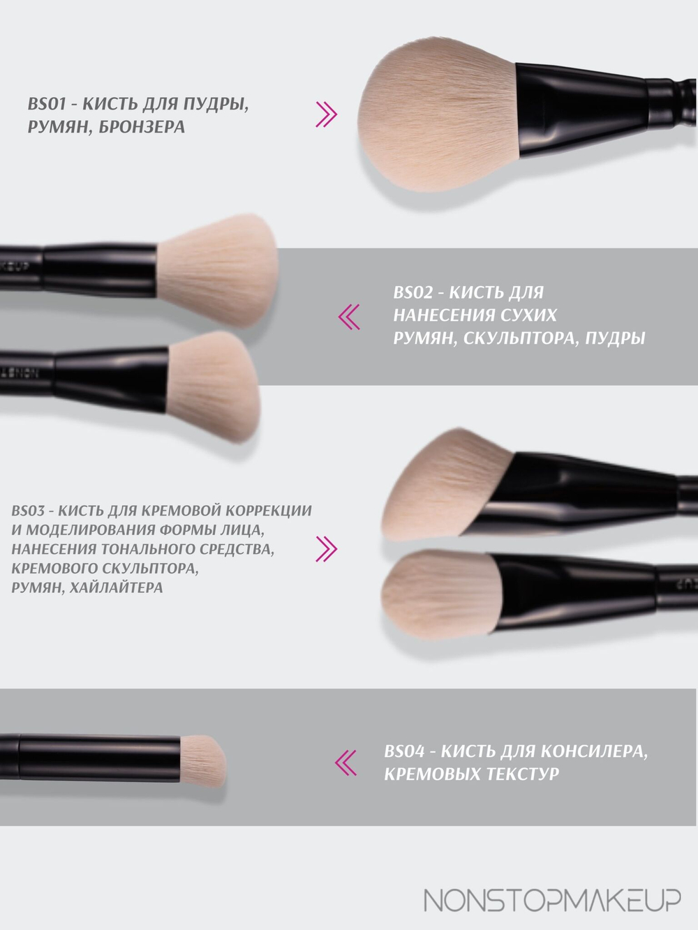 Набор кистей для макияжа, кисти для макияжа NONSTOPMAKEUP