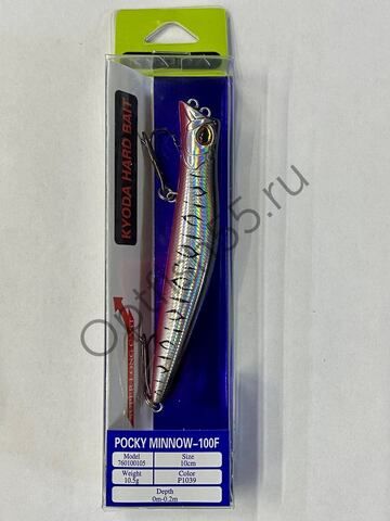 Воблер KYODA Pocky Minnow-100F 10см, 10,5гр, загл. 0м-0,2м цв:Р1039