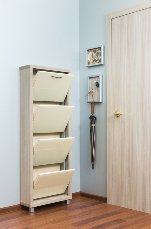 Обувница в прихожую компактная для обуви Люкс 4 капучино стекло ясень шимо