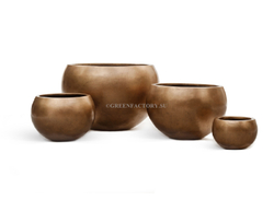 Кашпо TREEZ Effectory - Metal - Полусфера - Тёмное матовое золото