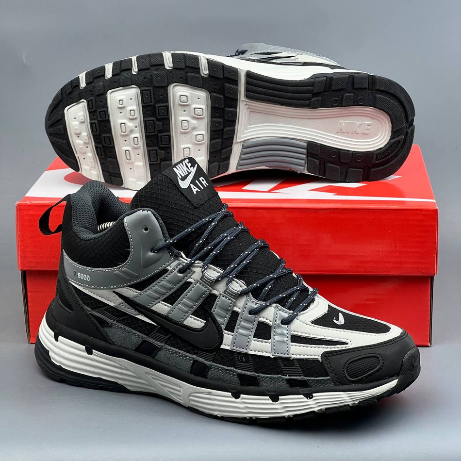 Кроссовки Nike P-6000 на меху #376 (ч.-бел.)