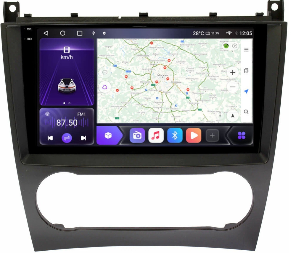 Магнитола для Mercedes-Benz G W463 2000-2006, C-класс W203 2000-2004 - Carmedia OL-9987 QLed+2K, Android 12, TS10, CarPlay, 4G SIM-слот