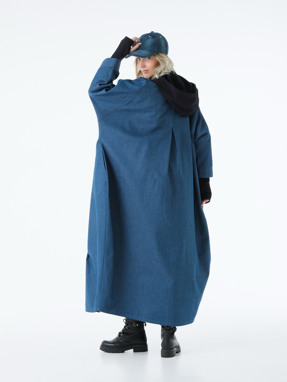 Кафтан /джинс / синий+ кушак