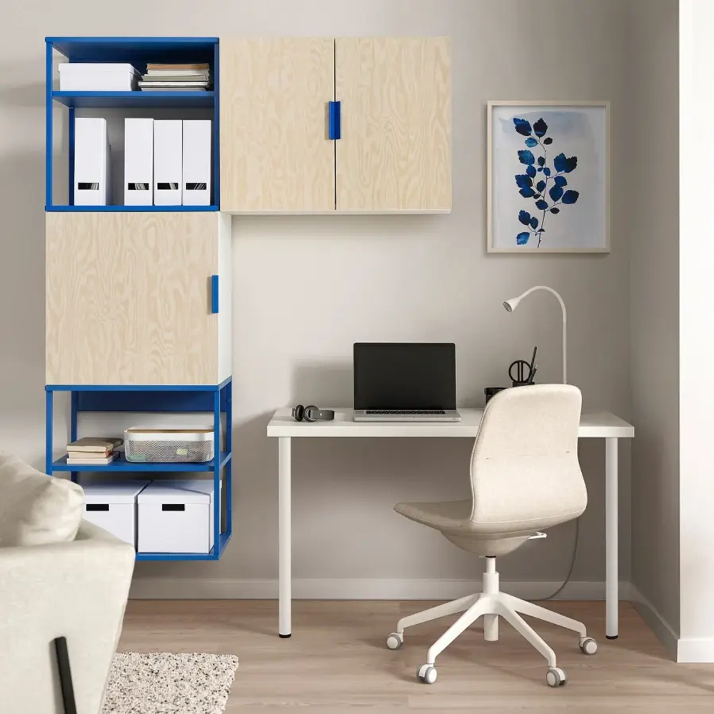 Стеллаж - IKEA PLATSA, 140х42х182 см, белый/синий, ПЛАТСА ИКЕА