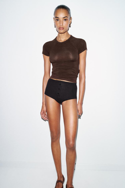 ZARA ФУТБОЛКА С КОРОТКИМИ РУКАВАМИ РЕГЛАН, КОРИЧНЕВЫЙ МЕЛАНЖ