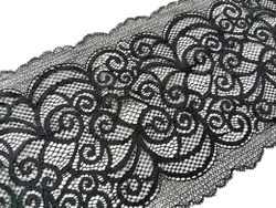 Эластичное кружево, ОПТ, черный, 18 см, (Артикул: EK-1002), м
