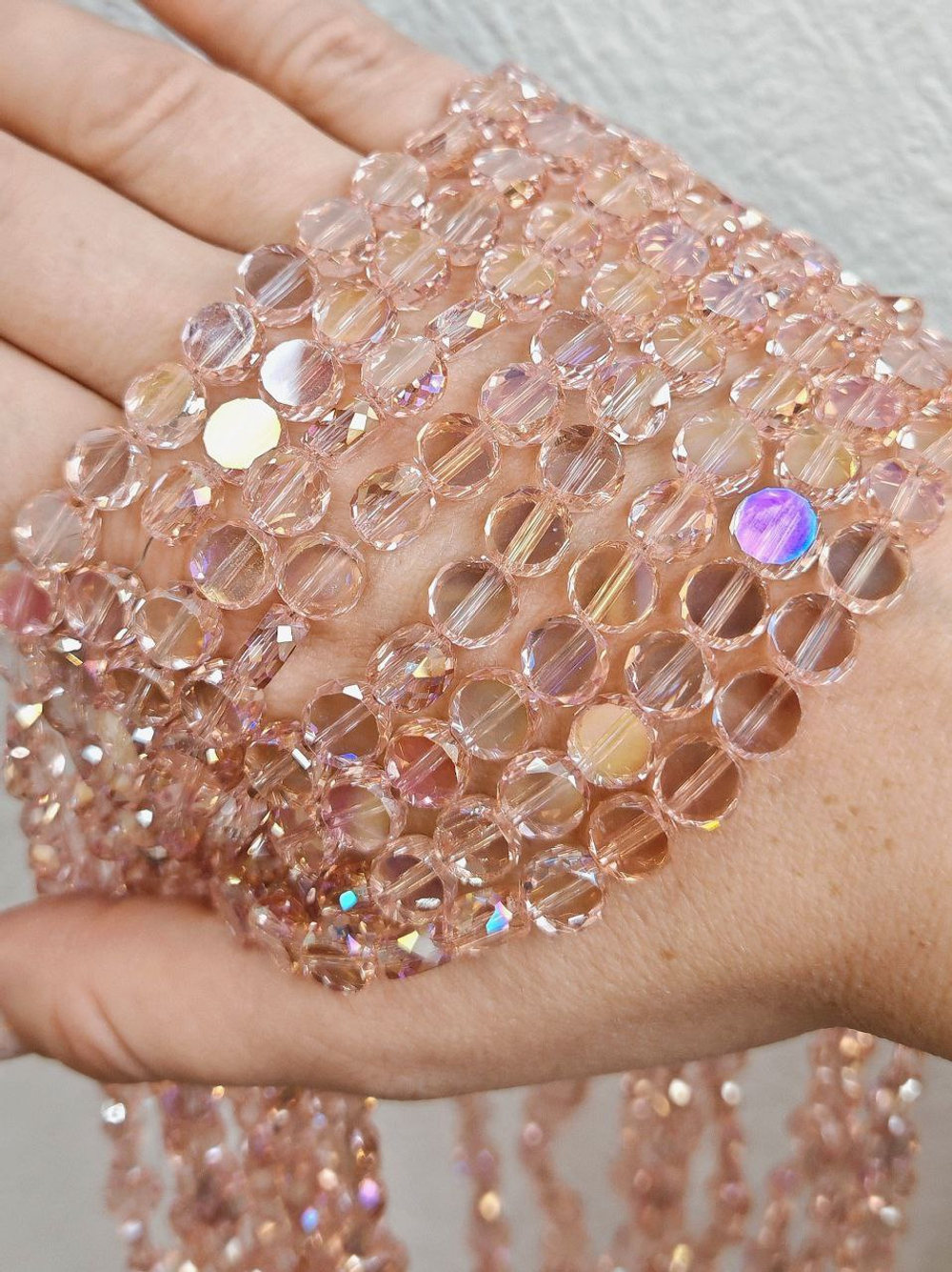 сгт310 Стекло граненое таблетка 8мм, розовый АВ, 54см