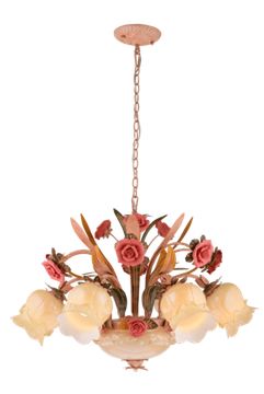 0973/6+2 PINK+DARK GREEN (1) Люстра