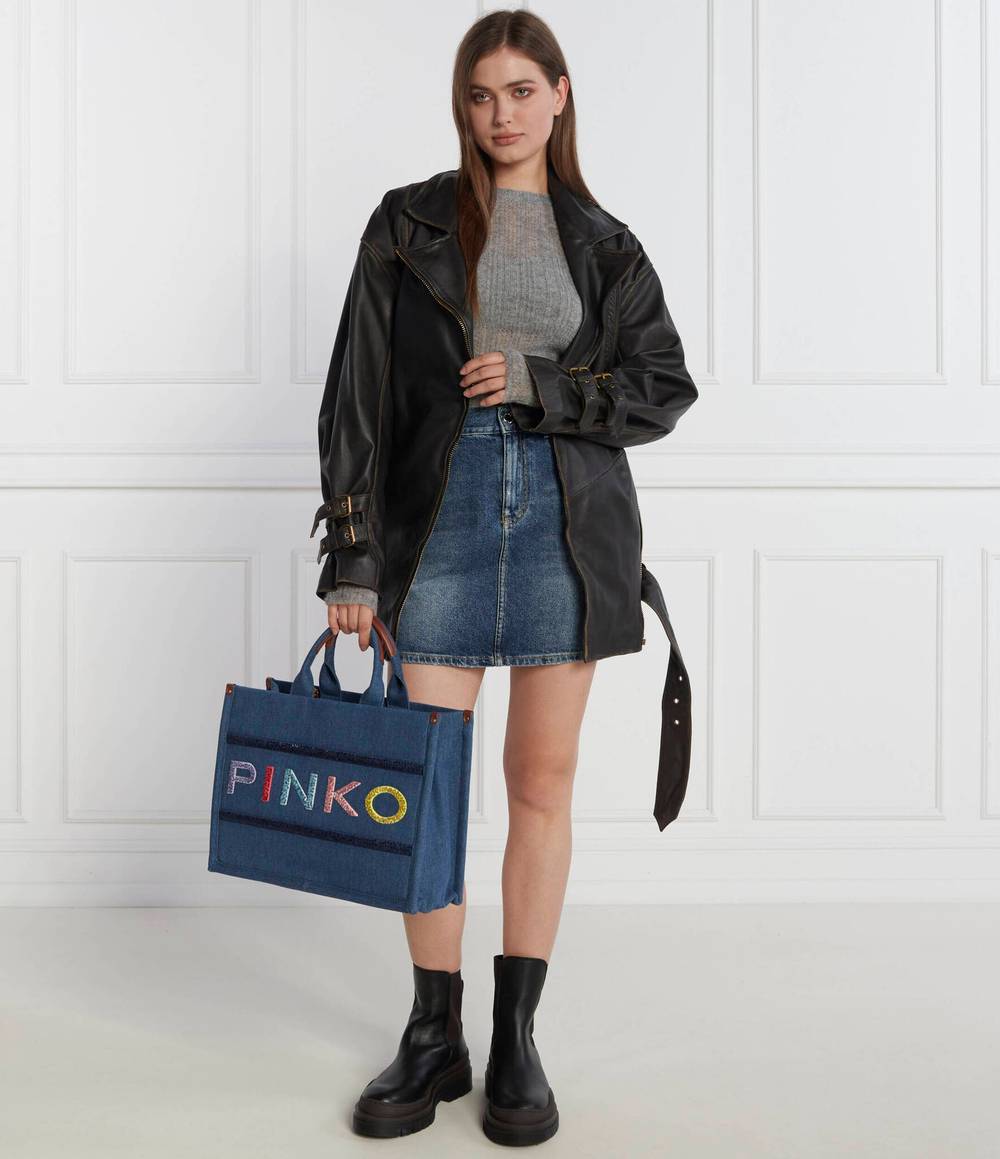 Сумка-шопер SHOPPER DENIM RICAMO LOGO Pinko - голубой(101964 A17T)