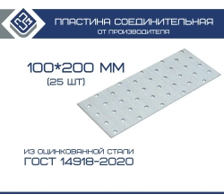 ПЗМ Пластина перфорированная крепежная 200 мм x 100 мм 25 шт.