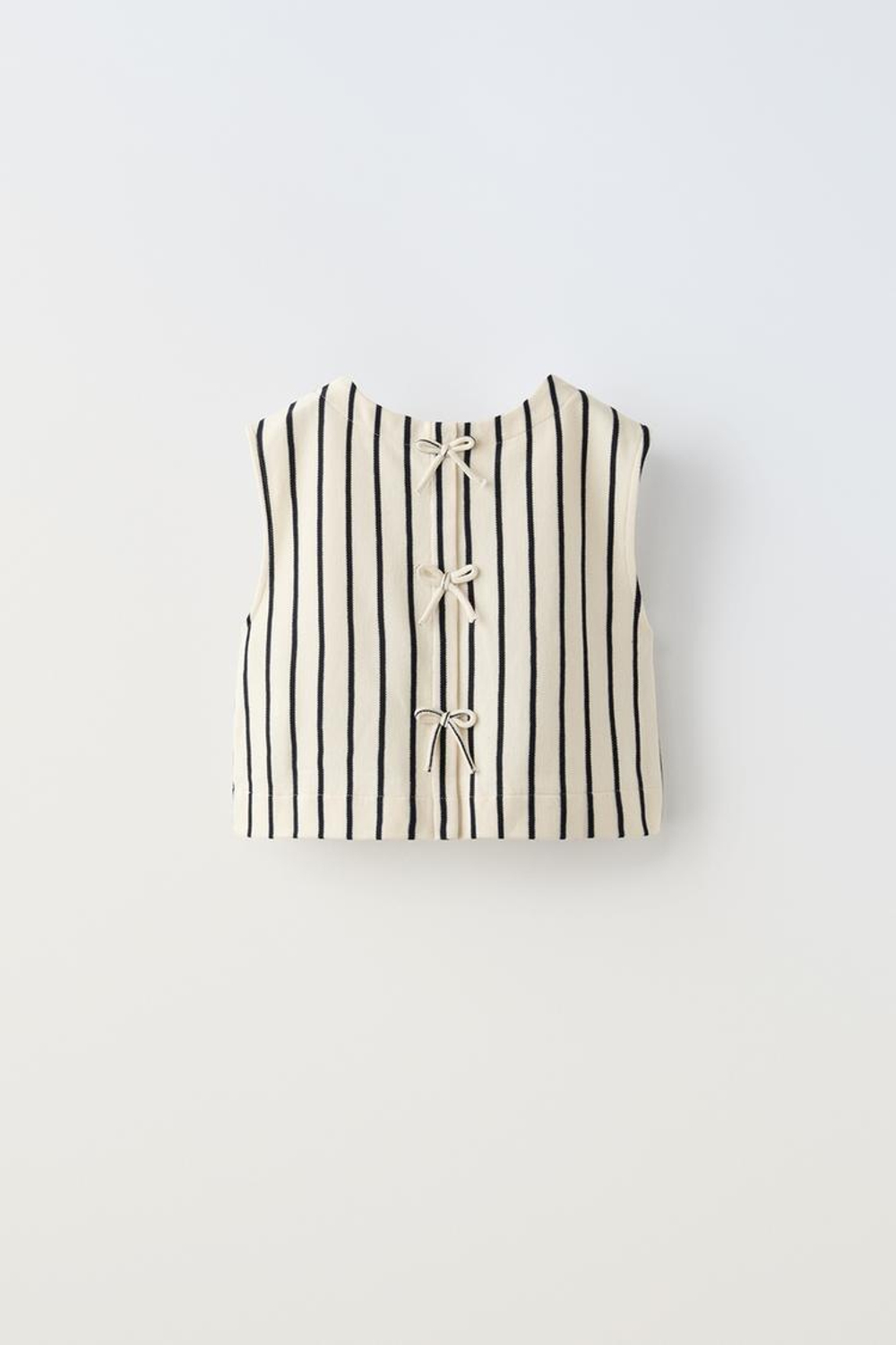 ZARA ТОП В ПОЛОСКУ С БАНТАМИ, МОРСКОЙ СИНИЙ