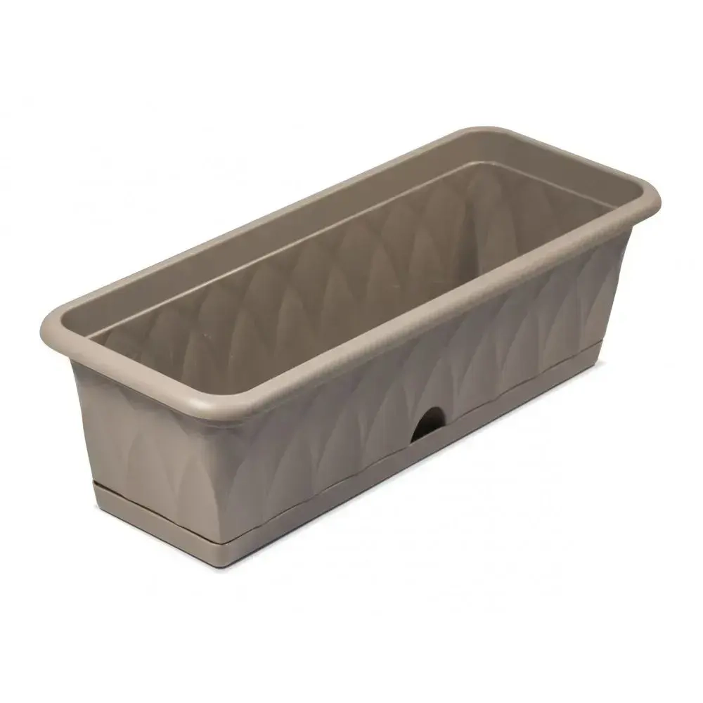 Ящик для растений Сиена 58см с поддоном серый С173-03-СЕР (комплект 5 шт)