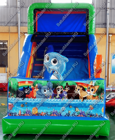 Надувная горка "Звери на пляже" 6*3.5*5 м