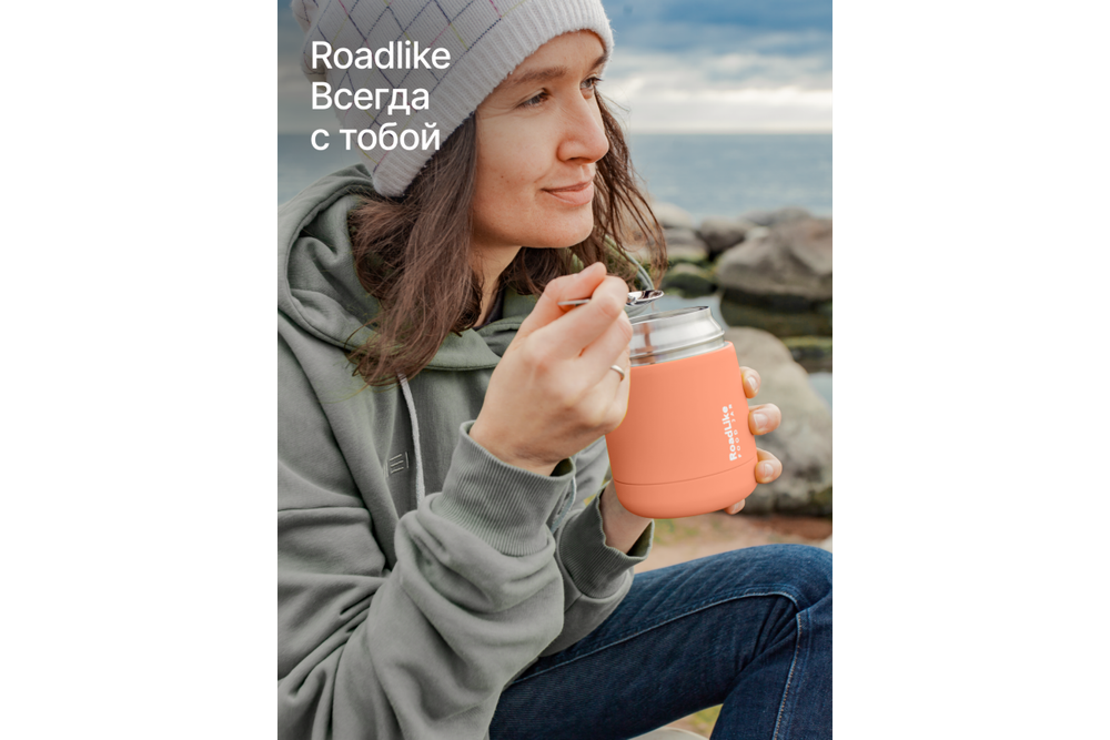 Термос для еды RoadLike Jar 420мл, коралл