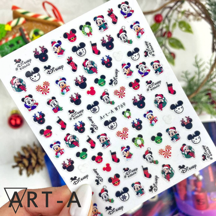 Art-A Наклейки для дизайна ногтей W762 Новогодний Микки Маус