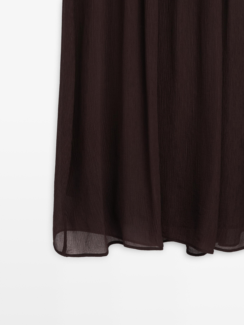 Massimo Dutti Платье миди из струящейся ткани со сборками, коричневый