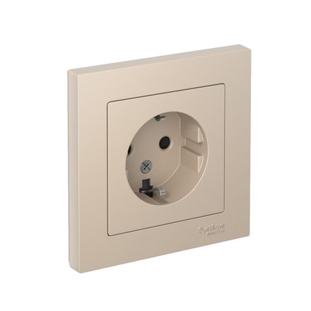 Розетка AtlasDesign 16А с заземл. со шторками в сборе песочн. SE ATN001244