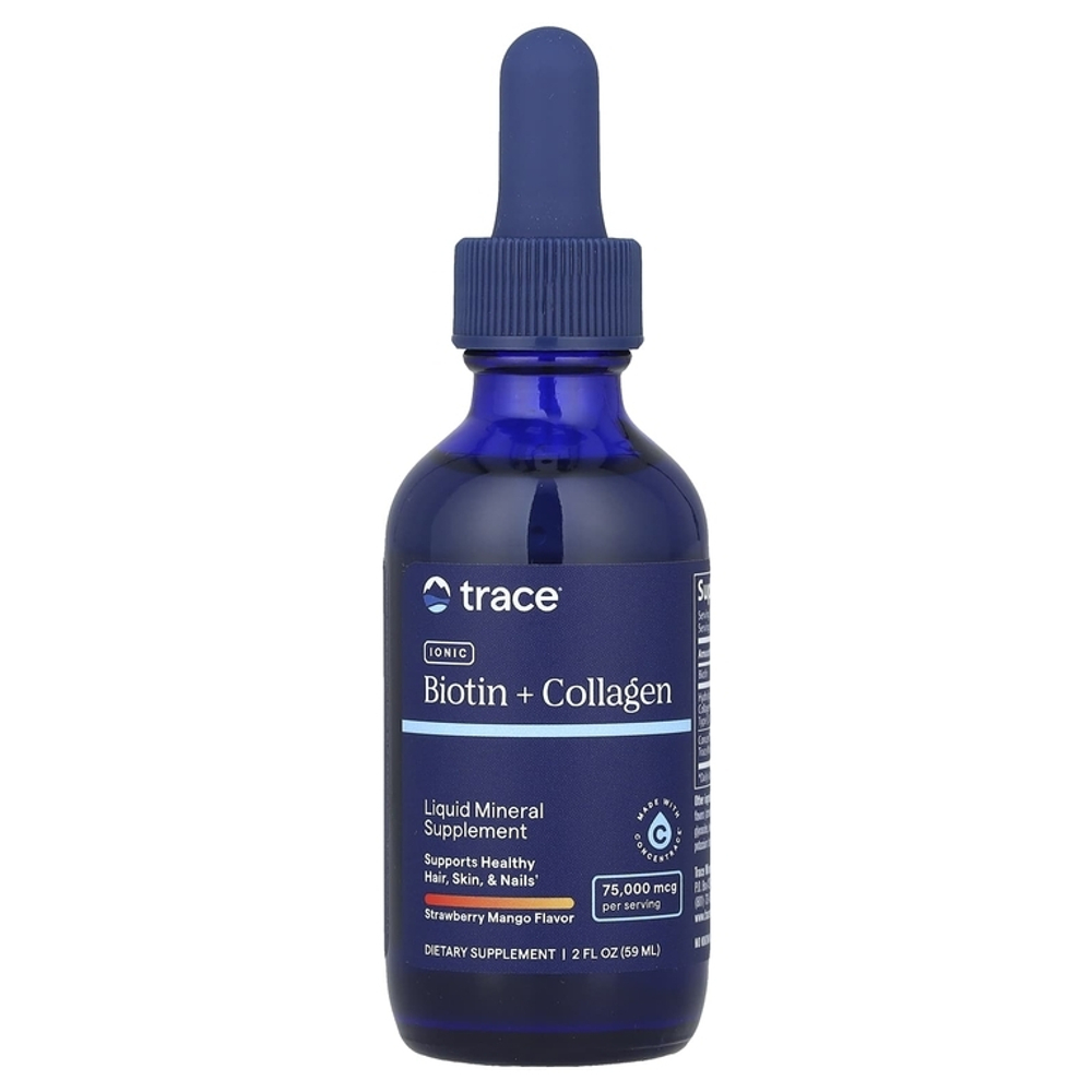 Trace Minerals Ionic Biotin + Collagen 59ml, Биотин + Коллаген