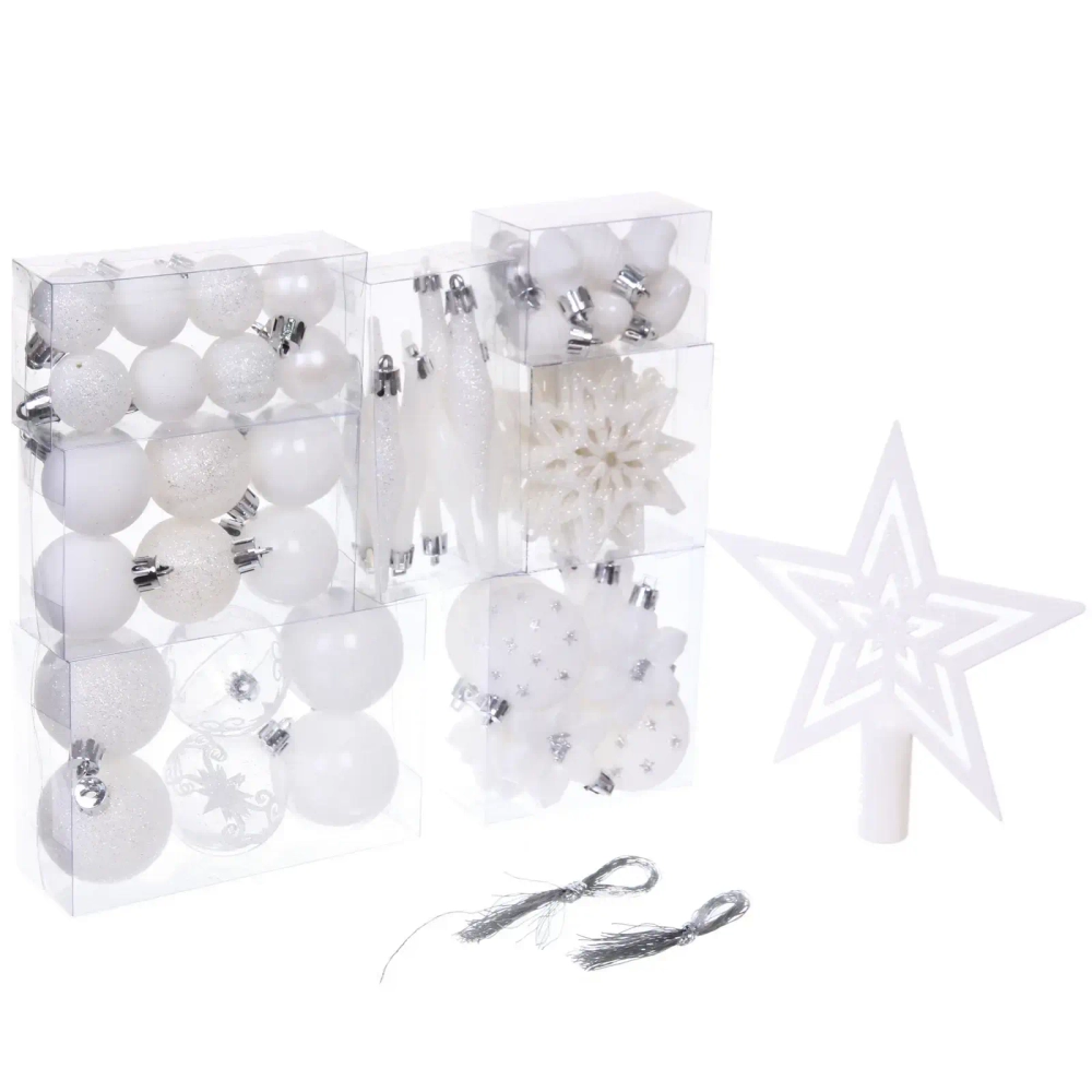 Набор ёлочных украшений «Сказочная зима» 45 предметов, Белый