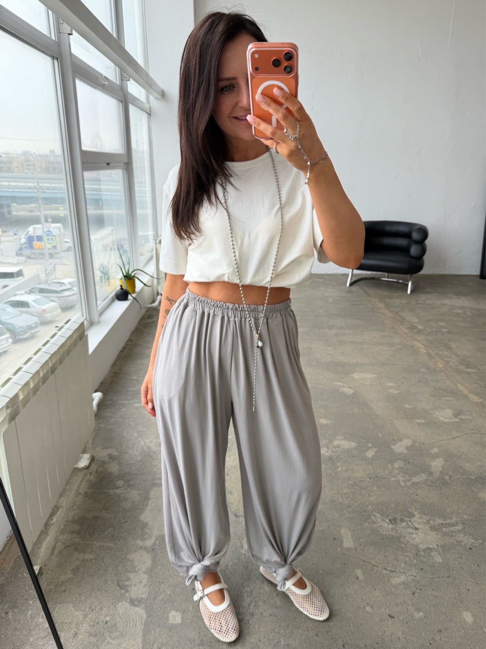 Брюки широкие на резинке