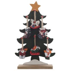 GAEM Набор из 72 шт Украшение новогоднее ассорти на подставке "Ёлка, L30 W14 H48 см