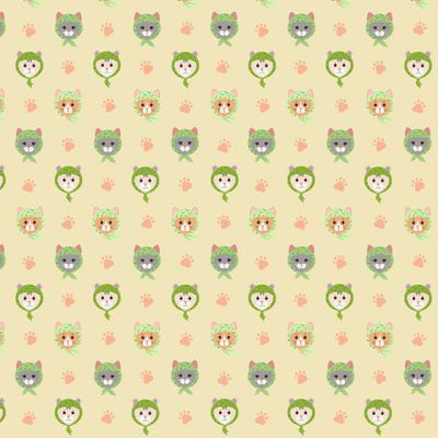 Коты котики Киски в косынках на желтом фоне