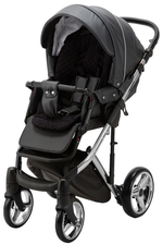 Детская коляска Adamex Chantal Special Edition Deluxe 2 в 1 С114 (ЧЕРН.ПЕРЛ.КОЖА+ХРОМ РАМА)