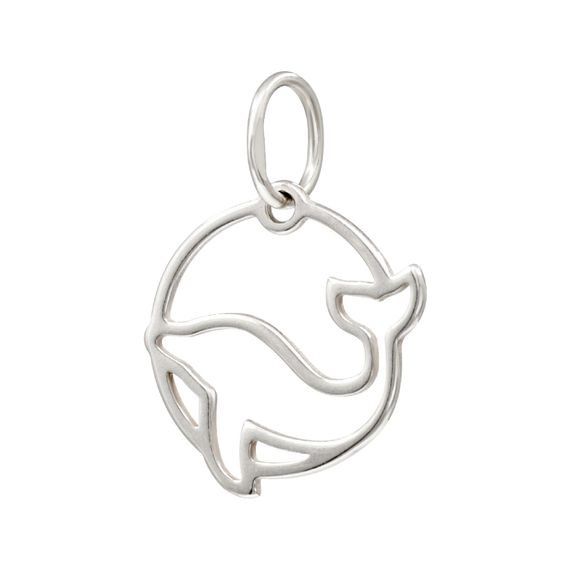 Подвеска Дельфин - кулон из серебра 925, вид сзади полубоком