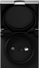 Накладка для розетки без заземления, с крышкой, 16A 250 В~, матовый карбон, серия A07