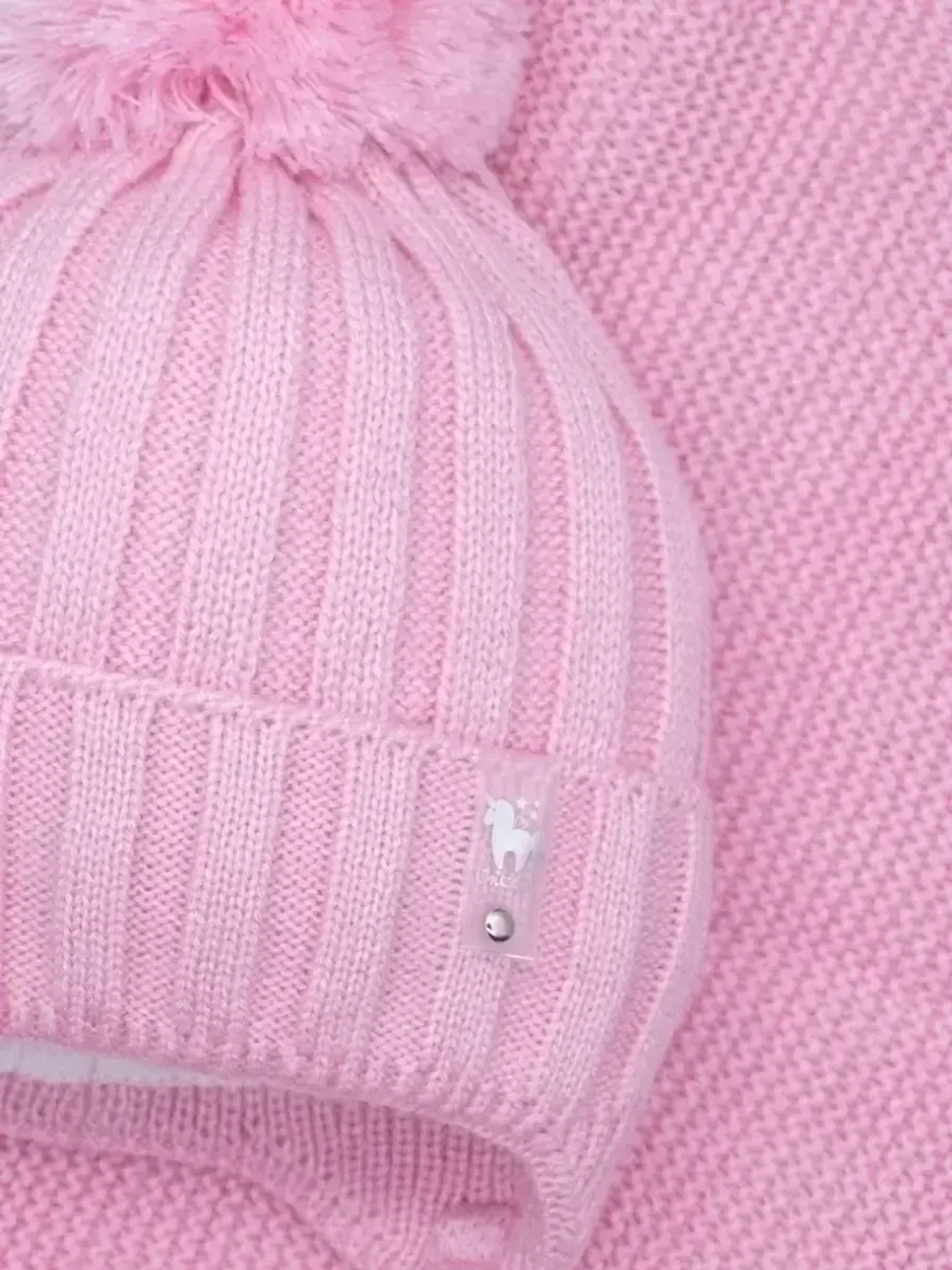 Шапка для девочек осенняя и снуд, розовая